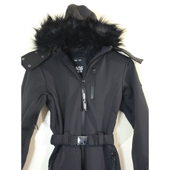 ASOS 4505 Ski & Snow Black Ski Suit Water Repellant Skinny Leg Belted Size 4 - Picture 3 of 16